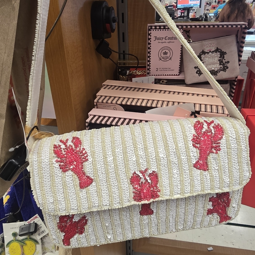 Juicy Couture Sequin Shoulder Bag with Red Lobster Design